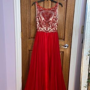 Beautiful long formal red gown